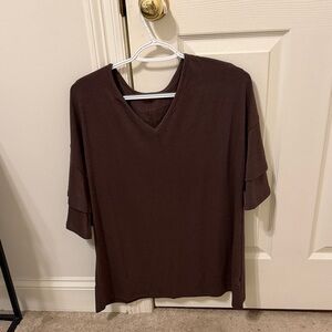 Elegant Brown V-Neck Women's Tee